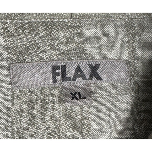 FLAX Linen Button Up Shirt Women’s XL Oatmeal Lagenlook 3/4 Sleeve Striped Tunic - Picture 5 of 9
